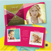 Geo Fuchsia Criss Cross Kleurblok Foto Geslaagd Bedankkaart