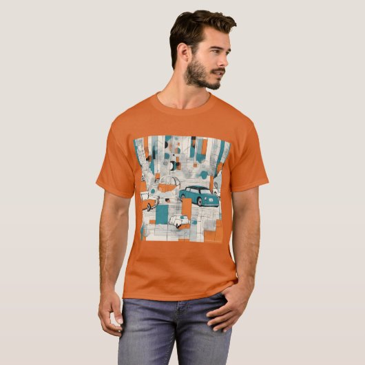 Geo Fusion: Modern grafisch print T-shirt (Voorkant volledig)