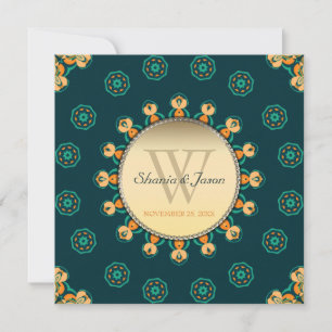 Geo Gems Circle Monogram Teal Gouden Trouwring Kaart