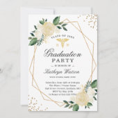 Geo Gold Floral Medical Nursing Graduation Party Kaart (Voorkant)