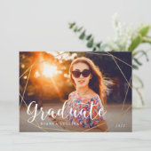 Geo Gold Foil Afstuderen Foto Kaart (Staand voorkant)