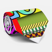 Geo Grafische Kleuren Stropdas (Opgerold)