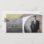 Geo Grey Criss Cross Kleur Blok Foto Afstuderen Bedankkaart (Voorkant)