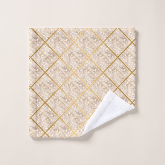GEO GRID BLOCK GOLD BRONZE BATHROOM TOWEL SET BAD HANDDOEK (Wasdoekje)