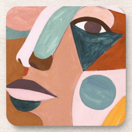 Geo Half Face Bier Onderzetter (Voorkant)