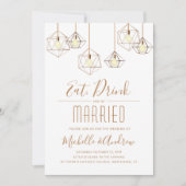 Geo Lights Eet Drink en Getrouwd Witte Huwelijk Kaart (Voorkant)