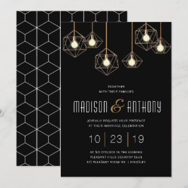 Geo Lights Zwart en Goud Moderne Geometrische brui Kaart