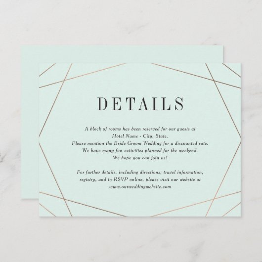 Geo Lijst bruiloft - Enclosure Card Briefkaart (Voorkant / Achterkant)