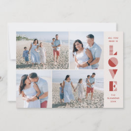 Geo Love 4-Photo Valentijnsdag Kaart — Cherry