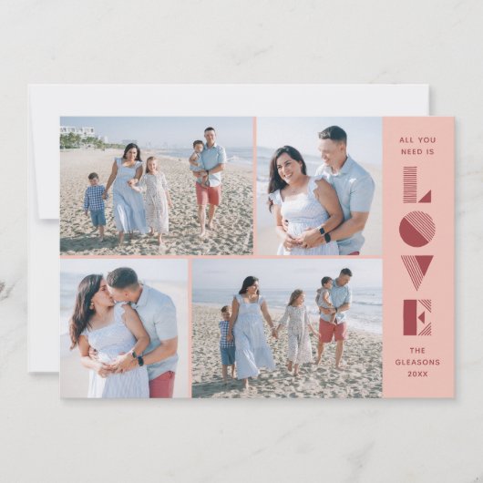 Geo Love 4-Photo Valentijnsdag Kaart — Perzikfoto (Voorkant)