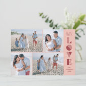 Geo Love 4-Photo Valentijnsdag Kaart — Perzikfoto (Staand voorkant)