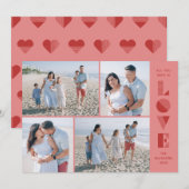 Geo Love 4-Photo Valentijnsdag Kaart - Roze (Voorkant / Achterkant)