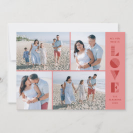 Geo Love 4-Photo Valentijnsdag Kaart - Roze