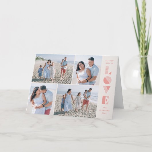 Geo Love 4-Photo Valentijnsdag Kaart - Salmon (Voorkant)