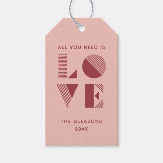 Geo Love Valentijnsdag Foto Gift Label - Perzage Cadeaulabel (Voorkant)