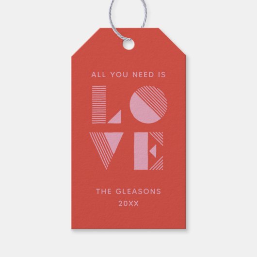 Geo Love Valentijnsdag Foto Gift Label - Red Cadeaulabel (Voorkant)