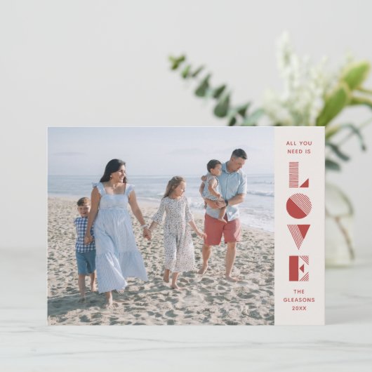 Geo Love Valentijnsdag Photo Card - Cherry Kaart (Staand voorkant)