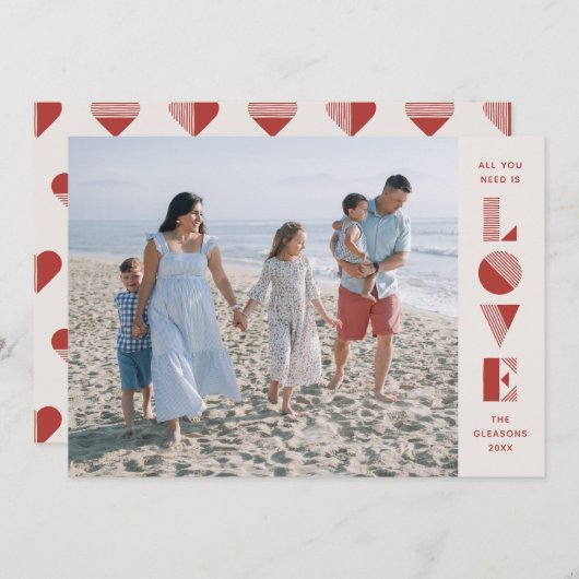 Geo Love Valentijnsdag Photo Card - Cherry Kaart (Voorkant / Achterkant)