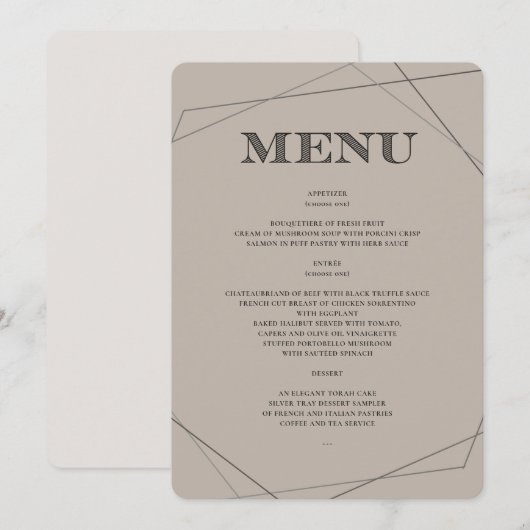 Geo Modern Bar/BBT Mitzvah Menu (Voorkant / Achterkant)