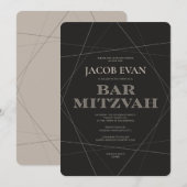 Geo Modern Silver Bar Mitzvah Kaart (Voorkant / Achterkant)