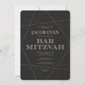 Geo Modern Silver Bar Mitzvah Kaart (Voorkant)
