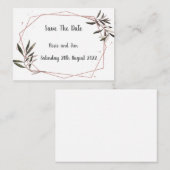Geo Olive Leaf Budget Save the Date Card Informatiekaartje (Voorkant / Achterkant)