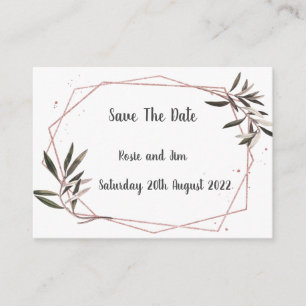 Geo Olive Leaf Budget Save the Date Card Informatiekaartje