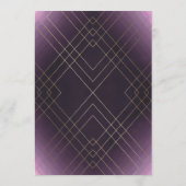 Geo Paarse Gold Gatsby Calligraphy Wedding Kaart (Achterkant)