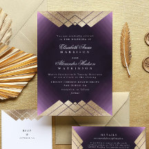 Geo Paarse Gold Gatsby Calligraphy Wedding