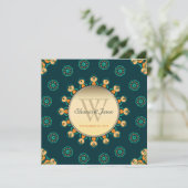 Geo Pareltjes Circle Monogram Blauwgroen goudhuwel Kaart (Staand voorkant)