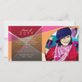 Geo Peach Criss Cross Color Block Photo Afstuderen Bedankkaart (Voorkant)