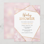 Geo Pink and Gold Baby shower-uitnodiging Kaart (Voorkant / Achterkant)