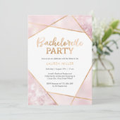 Geo Pink en Gold Bachelorette Party uitnodiging (Staand voorkant)