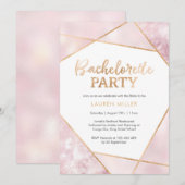 Geo Pink en Gold Bachelorette Party uitnodiging (Voorkant / Achterkant)