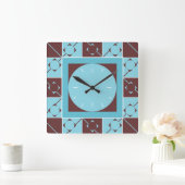Geo Pset Blue/Brown Vierkante Klok (Huis)