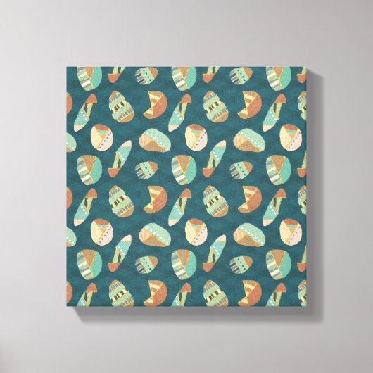 Geo-stap buiten | Blauw patroon Canvas Afdruk (Voorkant)