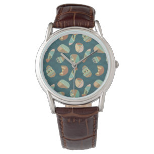 Geo-stap buiten   Blauw patroon Horloge