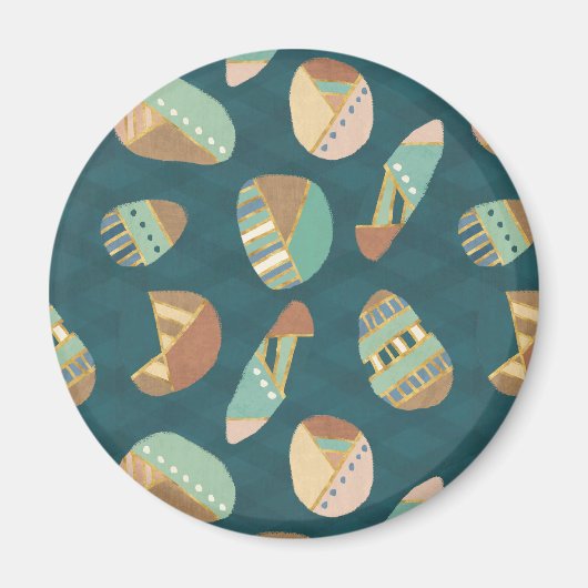 Geo-stap buiten | Blauw patroon Magneet (Voorkant)