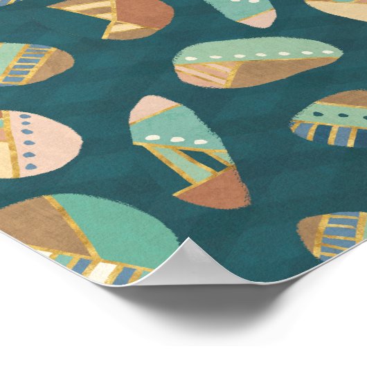 Geo-stap buiten | Blauw patroon Poster (Hoek)