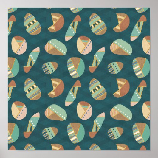 Geo-stap buiten | Blauw patroon Poster (Voorkant)