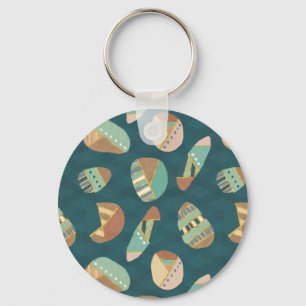 Geo-stap buiten   Blauw patroon Sleutelhanger