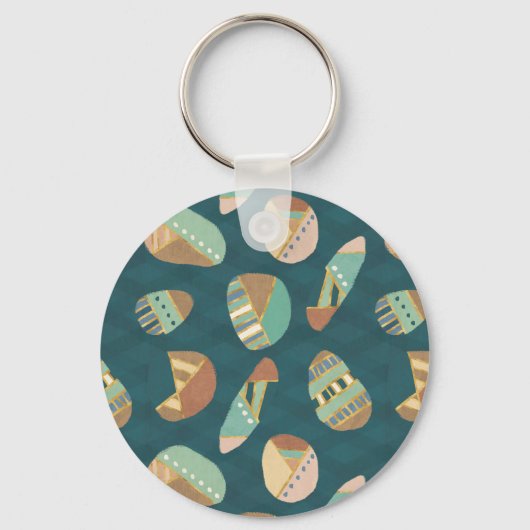 Geo-stap buiten | Blauw patroon Sleutelhanger (Voorkant)