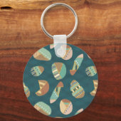 Geo-stap buiten | Blauw patroon Sleutelhanger (Voorkant)