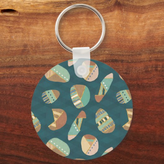 Geo-stap buiten | Blauw patroon Sleutelhanger (Voorkant)