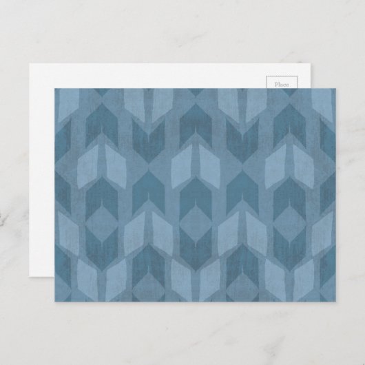 Geo-stap buiten | Blauw pijlpatroon Briefkaart (Voorkant / Achterkant)