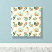 Geo-stap buiten | Blauwgroen patroon Canvas Afdruk (Insitu (Houten vloer))