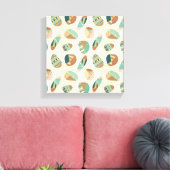 Geo-stap buiten | Blauwgroen patroon Canvas Afdruk (Insitu (Woonkamer))