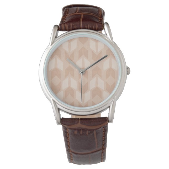 Geo-stap buiten | Coral Arrow Pattern Horloge (Voorkant)