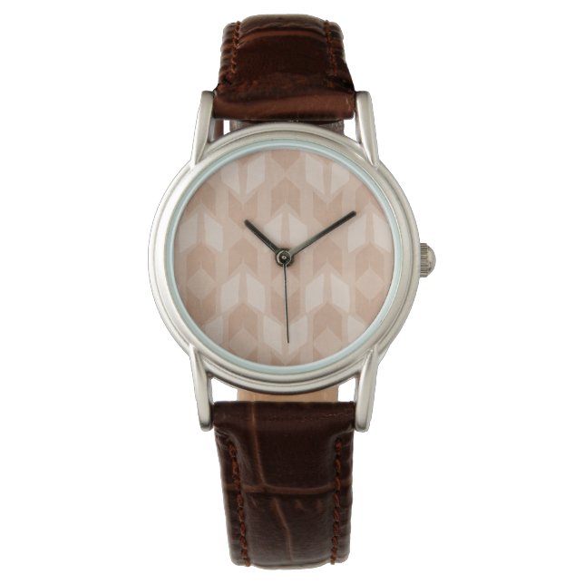 Geo-stap buiten | Coral Arrow Pattern Horloge (Voorkant)