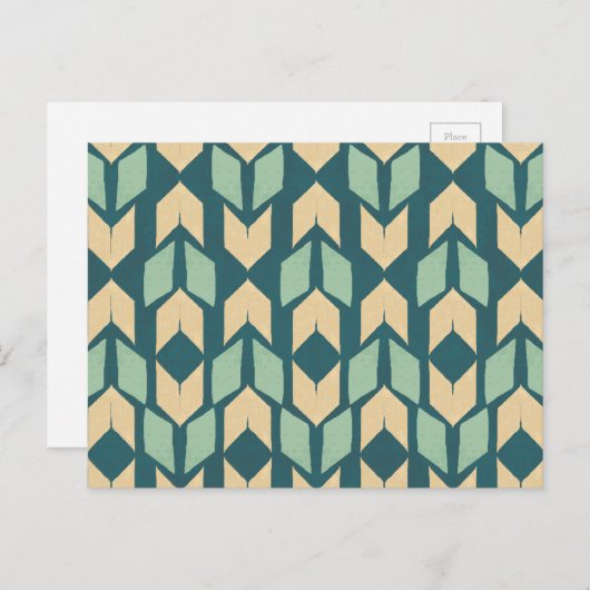 Geo-stap buiten | Geometrisch Blauwgroen pijlpatro Briefkaart (Voorkant / Achterkant)